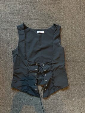 Women’s Black Lace-Up Corset Tank Top